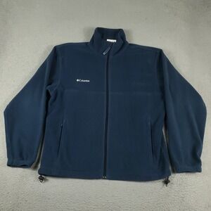 Columbia Sweater Mens Large Blue Fleece Outdoors Full Zip Up Sweatshirt